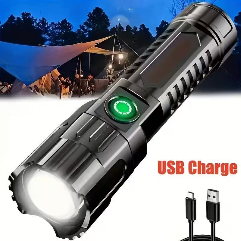 Renewable Energy Battery - Neue Hochleistungs-LED-Taschenlampe, USB-wiederaufladbar, zoombares Licht mit