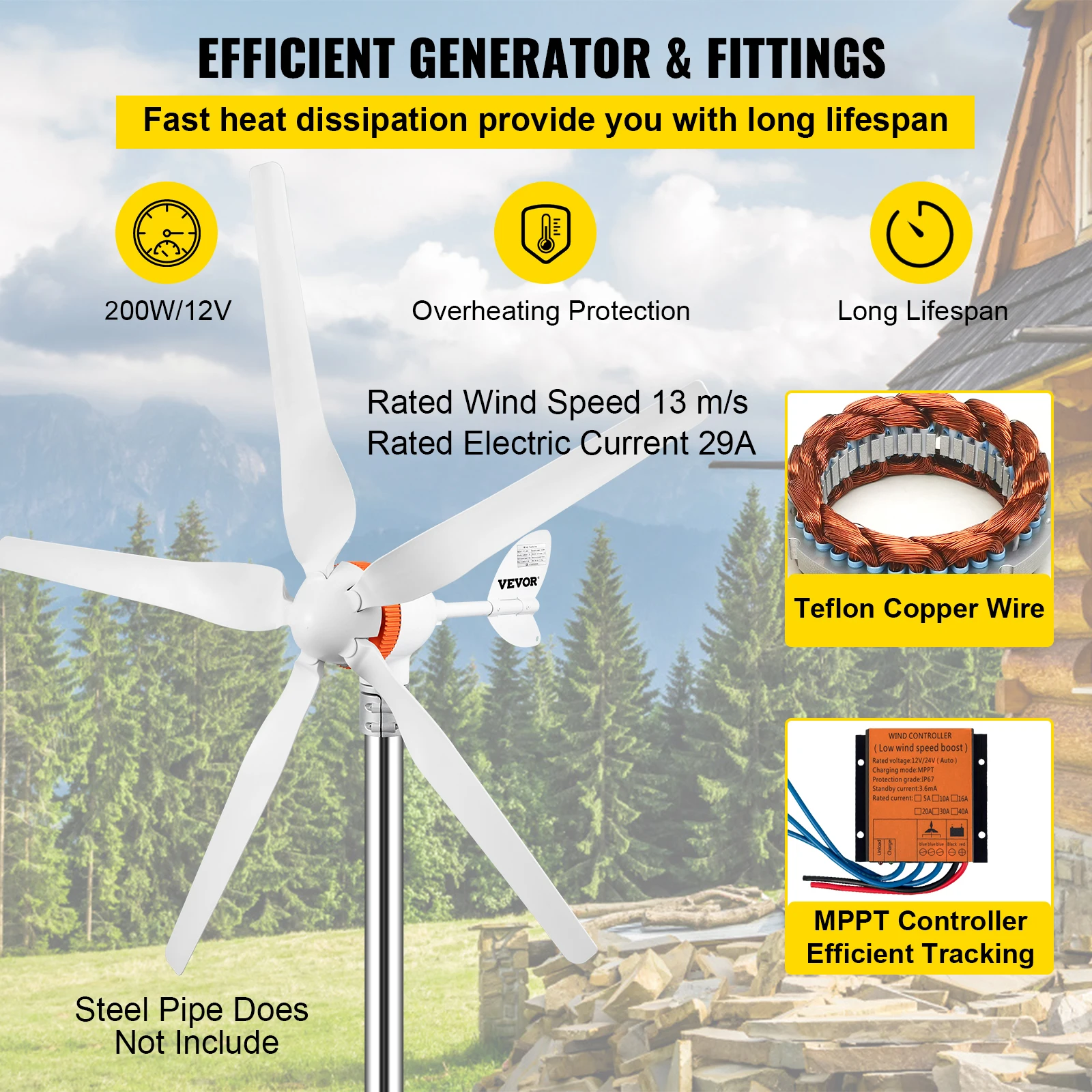 Kleiner Windturbinengenerator  – Renewable Energy Use Bewertung und Preis